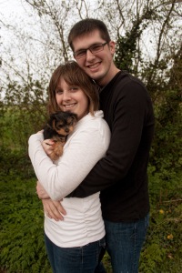 Because I can, a picture with my hubby and my Yorkie. I lurv these guys. 